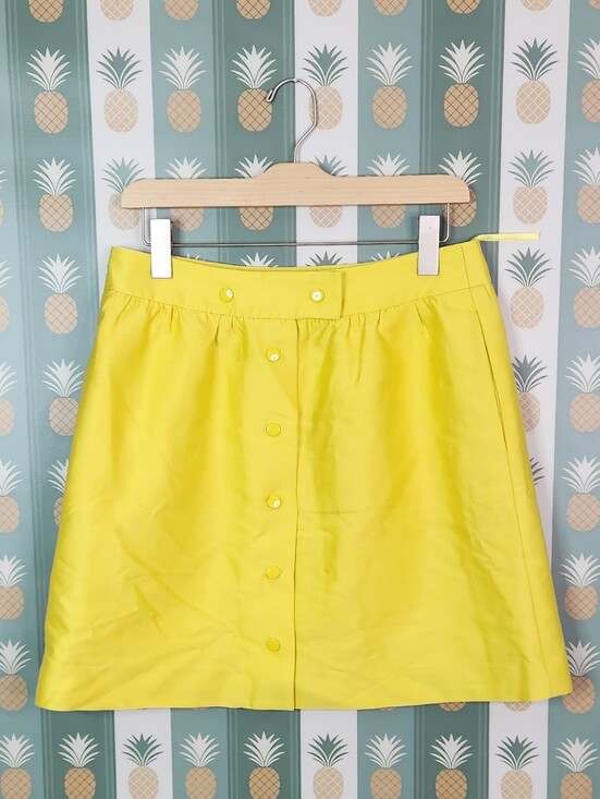 Pink Tartan Dresses & Skirts - Pink Tartan Bright Yellow Button-Front Skirt